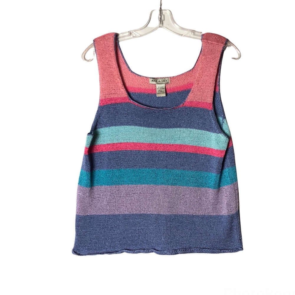 Max & Lily Multicolored Striped Sweater Tank Top